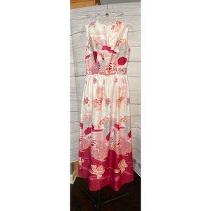 Beautiful Hawaiin vintage Mclnery pink floral maxi‎ dress sleeveless size 10
